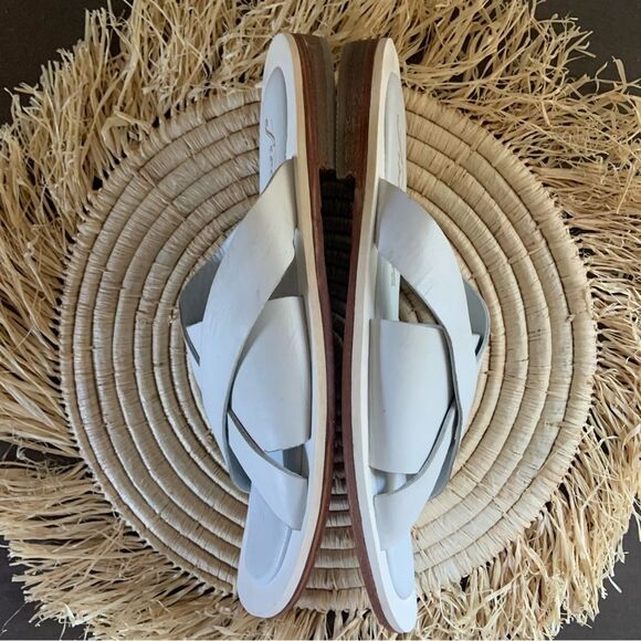 FREE PEOPLE Women’s Del Mar Leather Open Toe Slide Sandals White 40 / 9.5 - Picture 8 of 16